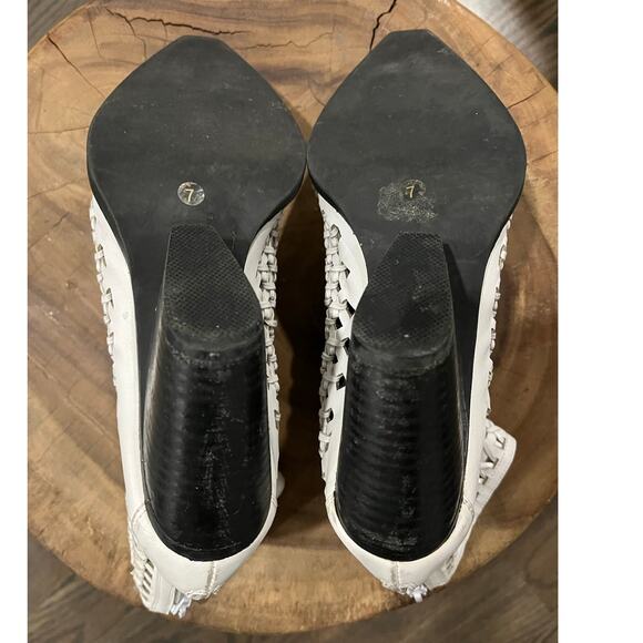 Jeffrey Campbell Leather White Waven Woven Wicker Booties Boots Shoes 7.5  $245 - Picture 11 of 16